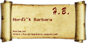 Horák Barbara névjegykártya