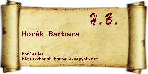Horák Barbara névjegykártya
